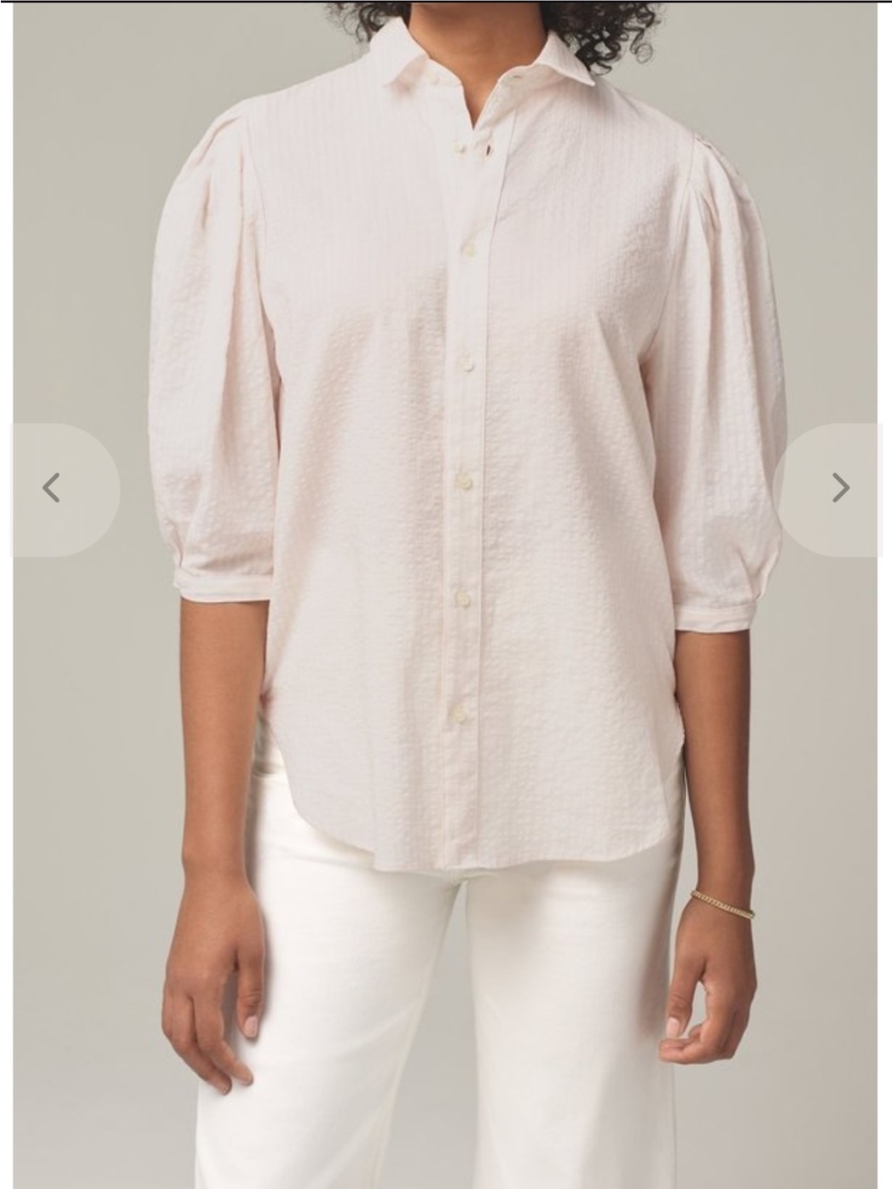 Citizens Of Humanity Pale Pink Puff-Sleeve Button-Down Shirt